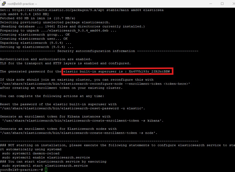 Copy password for Elasticsearch