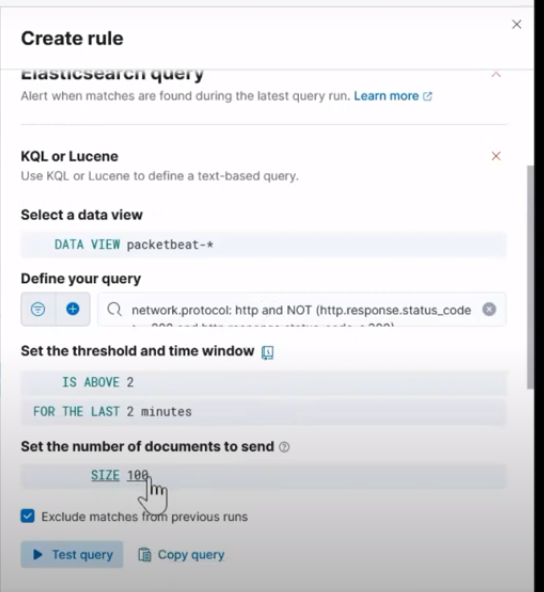 Creating rule query